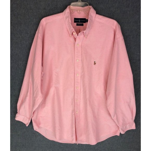 Ralph Lauren YARMOUTH Herringbone Long Sleeve Button Down Shirt Men's M Size cotton Blue type light blue Vintage Second Hand
